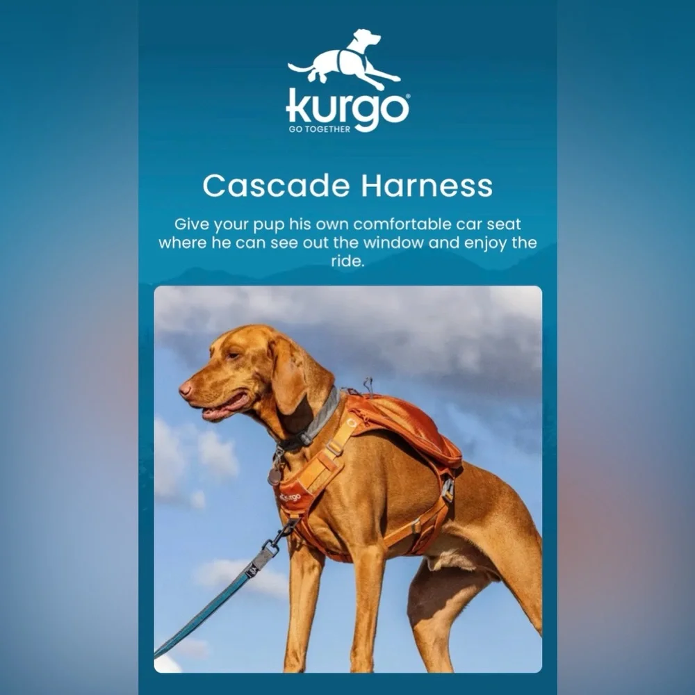 Kurgo Cascade Dog Harness with Storage Pack – Orange – Size Small (S)